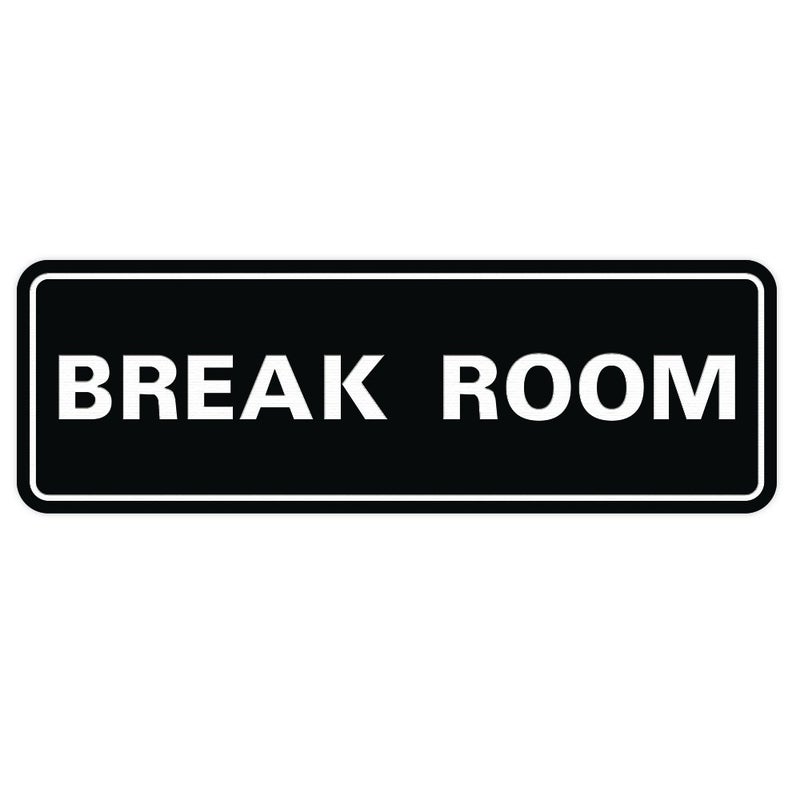 All Quality Standard Break Room Door or Wall Sign - Black - Large 1 Pack - Image 1